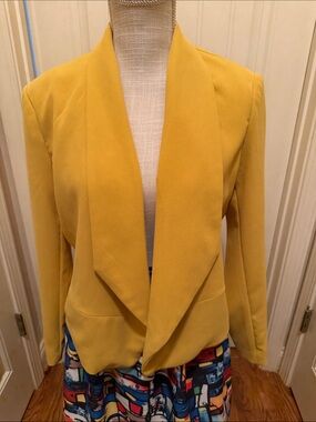 Philosophy Mustard Draped Open-Front Blazer